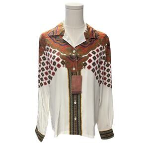 ETRO 100% Silk Printed Button-Up Blouse